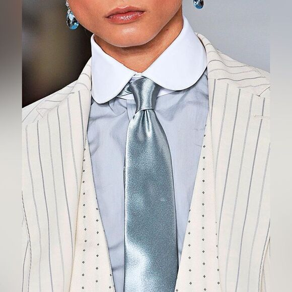 Ralph Lauren~ Collection Spring 12 Cream Pinstripe Wool Blend Crepe Casey Blazer - Picture 4 of 16